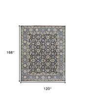 4' X 6' Taupe Blue And Ivory Wool Floral Tufted Handmade Area Rug