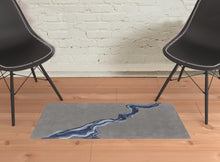 4' X 6' Gray And Blue Wool Abstract Tufted Handmade Area Rug