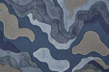 4' X 6' Gray Taupe And Blue Wool Abstract Tufted Handmade Area Rug