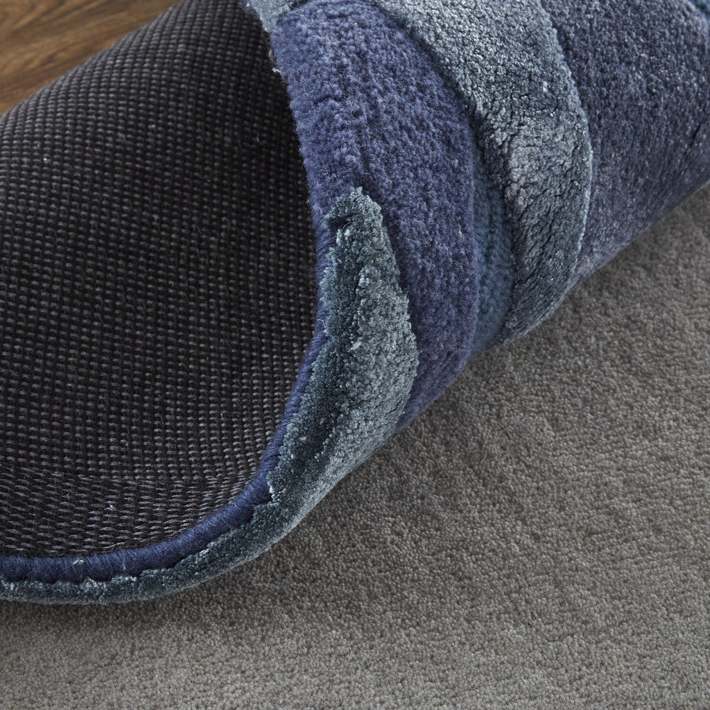 4' X 6' Gray Taupe And Blue Wool Abstract Tufted Handmade Area Rug