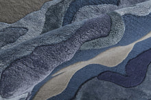 4' X 6' Gray Taupe And Blue Wool Abstract Tufted Handmade Area Rug