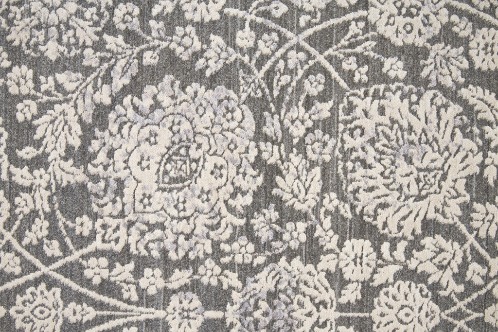 8' X 10' Taupe And Ivory Floral Power Loom Area Rug