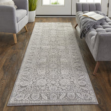 8' X 10' Taupe And Ivory Floral Power Loom Area Rug