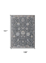8' X 10' Gray Ivory And Red Floral Power Loom Area Rug