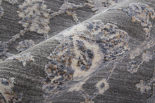 8' X 10' Gray Ivory And Red Floral Power Loom Area Rug