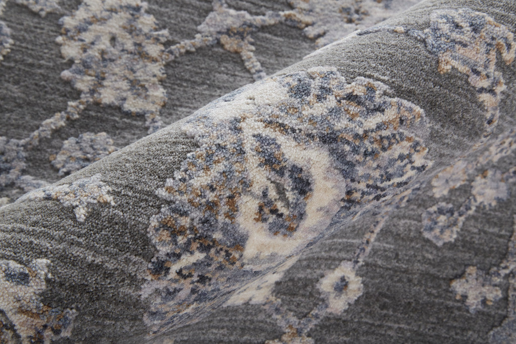 8' X 10' Gray Ivory And Red Floral Power Loom Area Rug