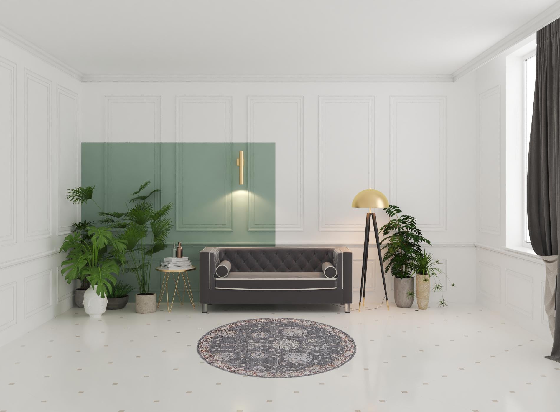 8' X 10' Gray Ivory And Red Floral Power Loom Area Rug