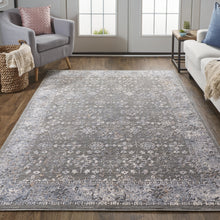 8' X 10' Taupe Gray And Orange Floral Power Loom Area Rug