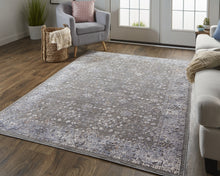 8' X 10' Taupe Gray And Orange Floral Power Loom Area Rug