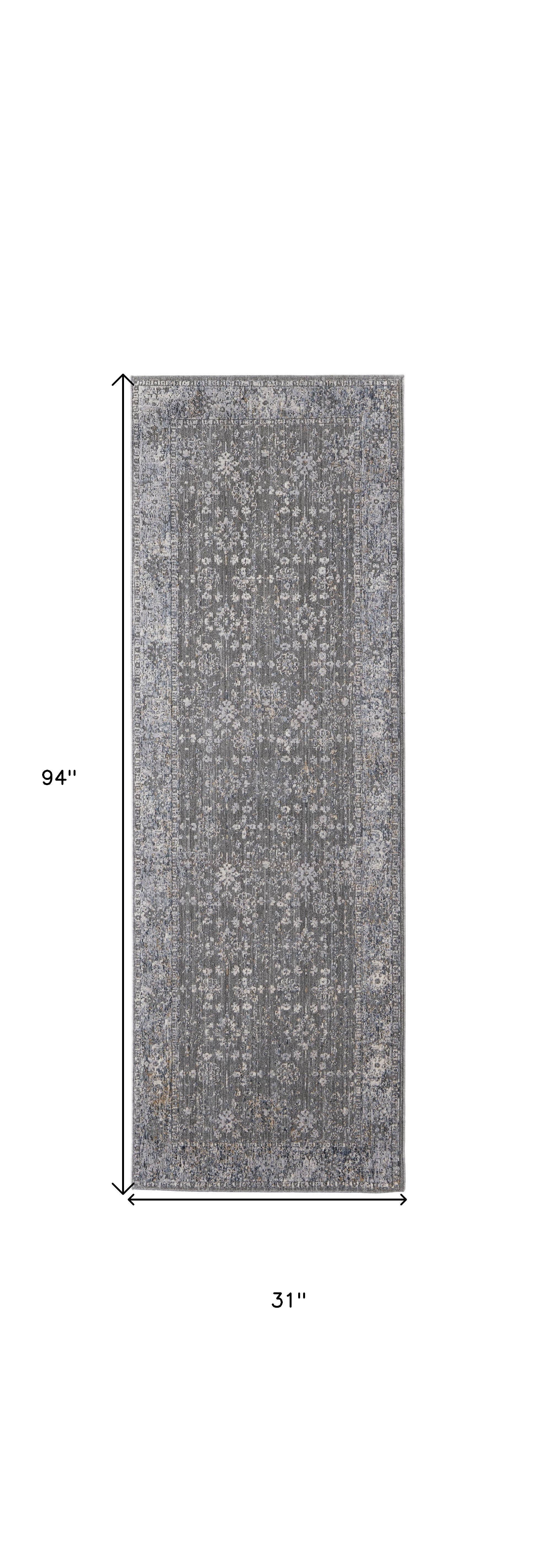 8' X 10' Taupe Gray And Orange Floral Power Loom Area Rug