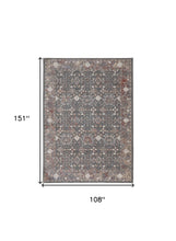 8' X 10' Taupe Gray And Orange Floral Power Loom Area Rug