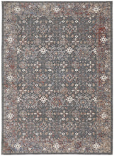 8' X 10' Taupe Gray And Orange Floral Power Loom Area Rug