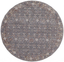 8' X 10' Taupe Gray And Orange Floral Power Loom Area Rug