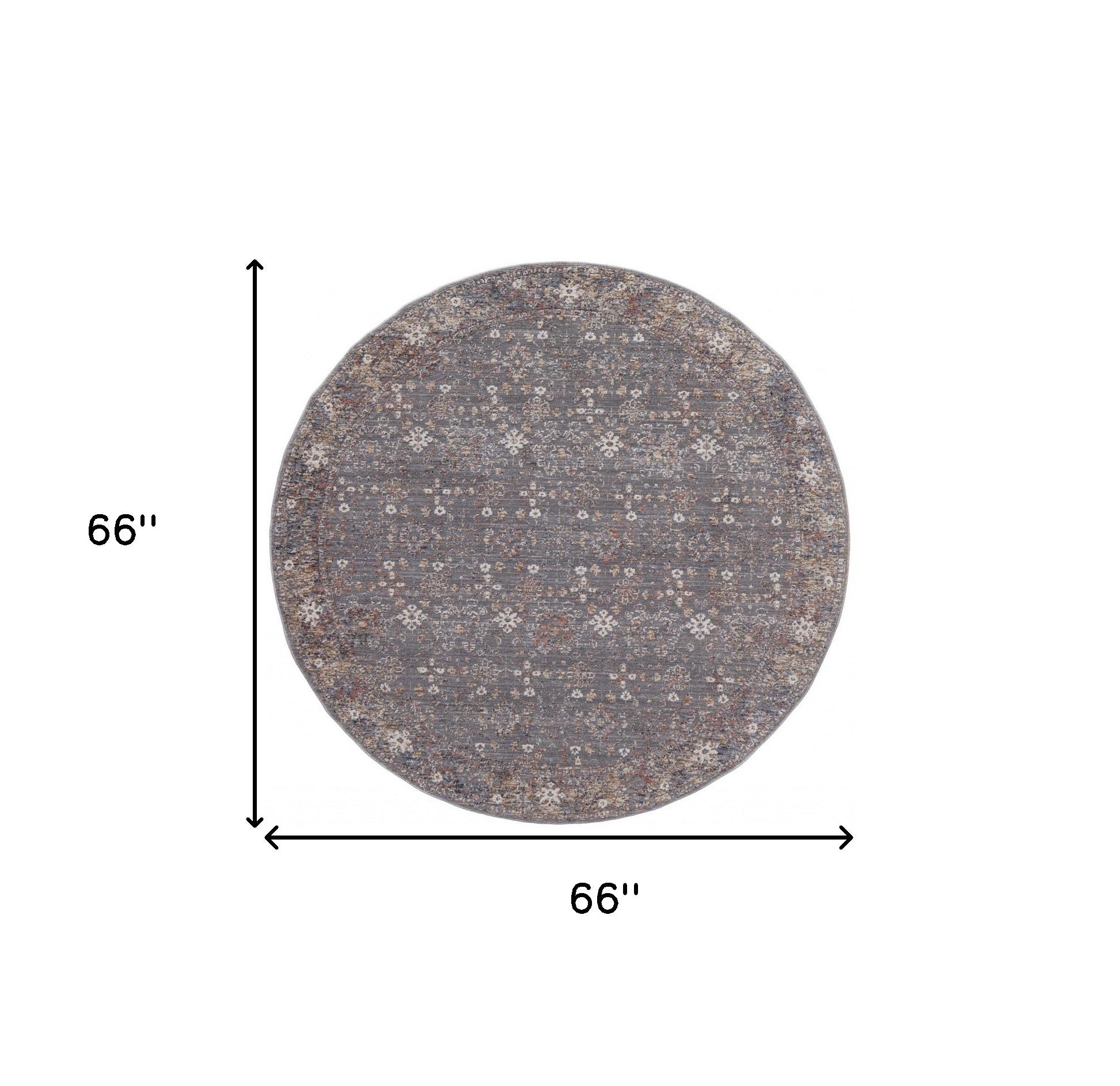 8' X 10' Taupe Gray And Orange Floral Power Loom Area Rug