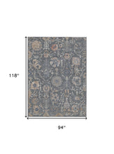 8' X 10' Gray Ivory And Tan Floral Power Loom Area Rug