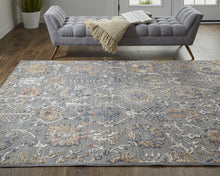 8' X 10' Gray Ivory And Tan Floral Power Loom Area Rug