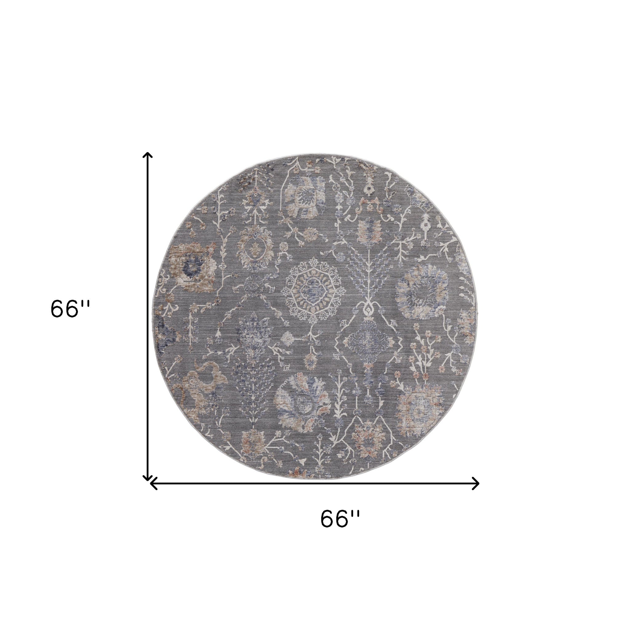 8' X 10' Gray Ivory And Tan Floral Power Loom Area Rug