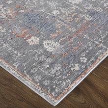 8' X 10' Gray Ivory And Orange Floral Power Loom Area Rug