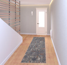 8' X 10' Gray Ivory And Orange Floral Power Loom Area Rug