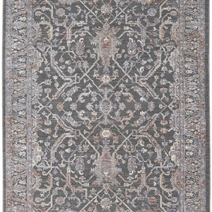 8' X 10' Gray Taupe And Pink Floral Power Loom Area Rug
