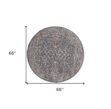 8' X 10' Gray Taupe And Pink Floral Power Loom Area Rug