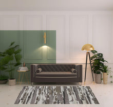 4' X 6' Brown And Ivory Abstract Power Loom Distressed Stain Resistant Area Rug