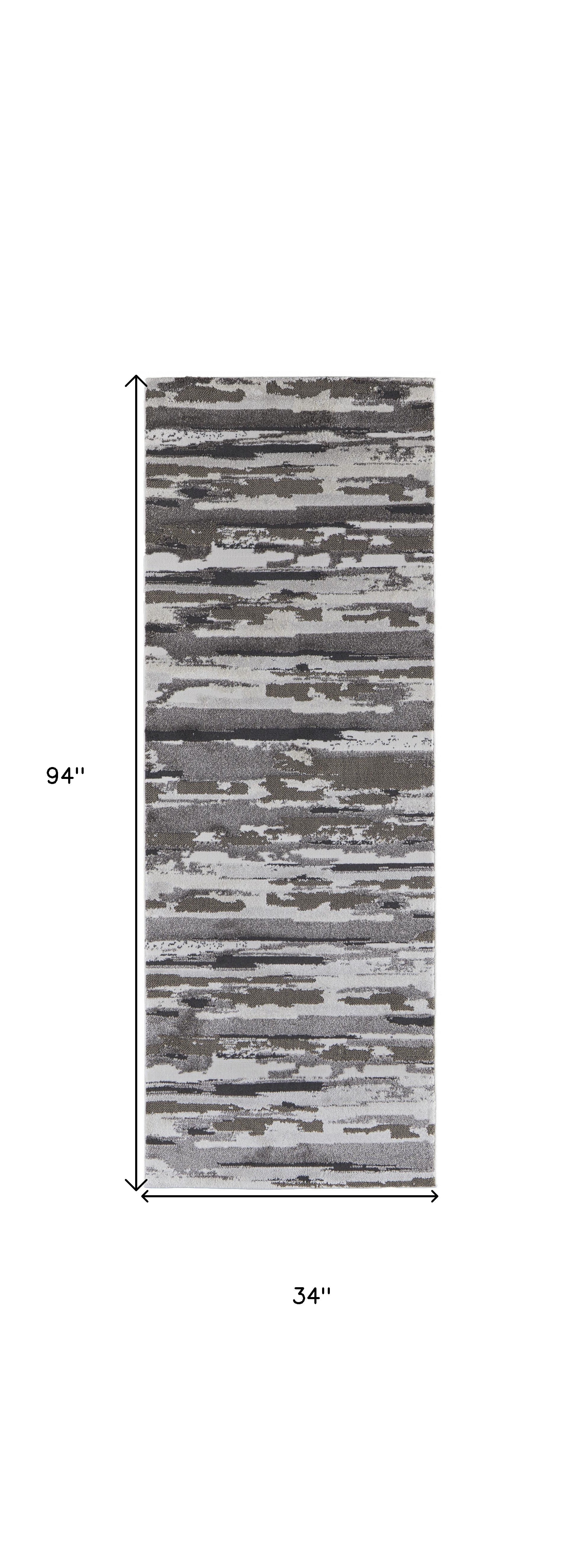 4' X 6' Brown And Ivory Abstract Power Loom Distressed Stain Resistant Area Rug