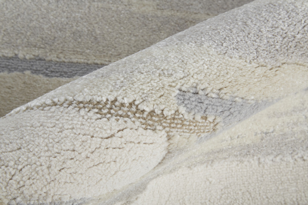 4' X 6' Brown And Ivory Abstract Power Loom Distressed Stain Resistant Area Rug