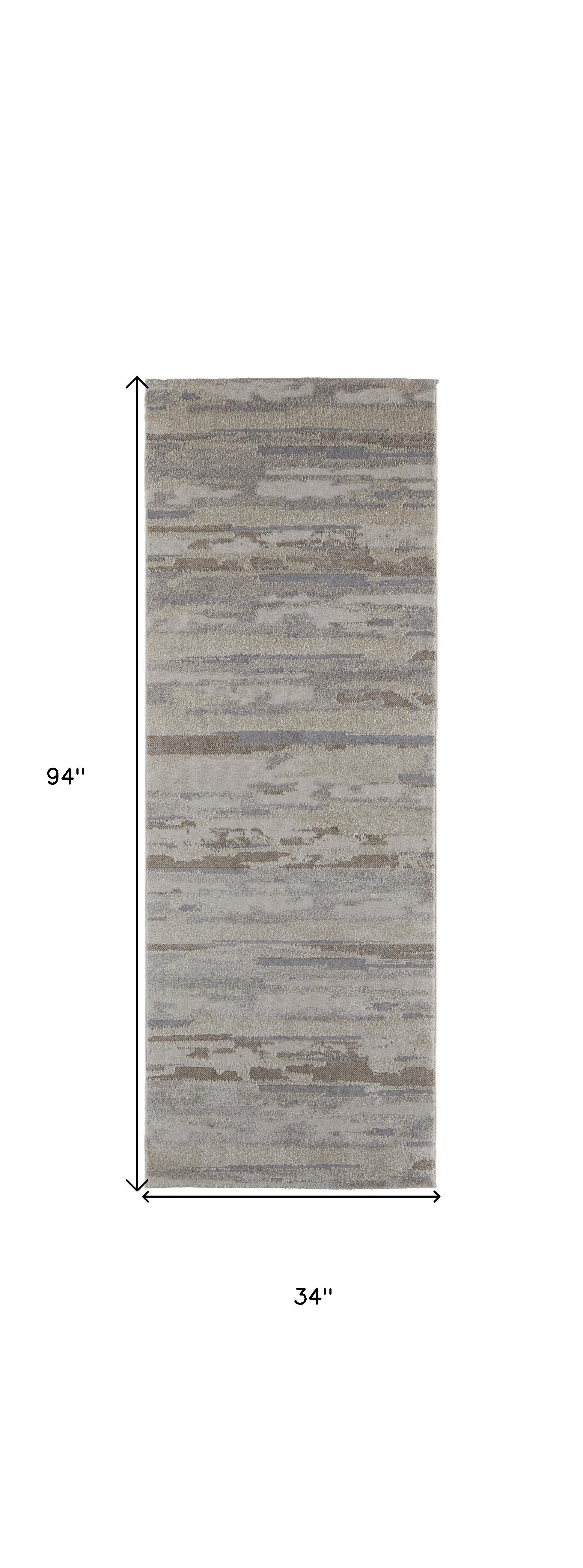 4' X 6' Brown And Ivory Abstract Power Loom Distressed Stain Resistant Area Rug