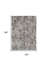 4' X 6' Ivory Gray And Brown Abstract Power Loom Distressed Stain Resistant Area Rug