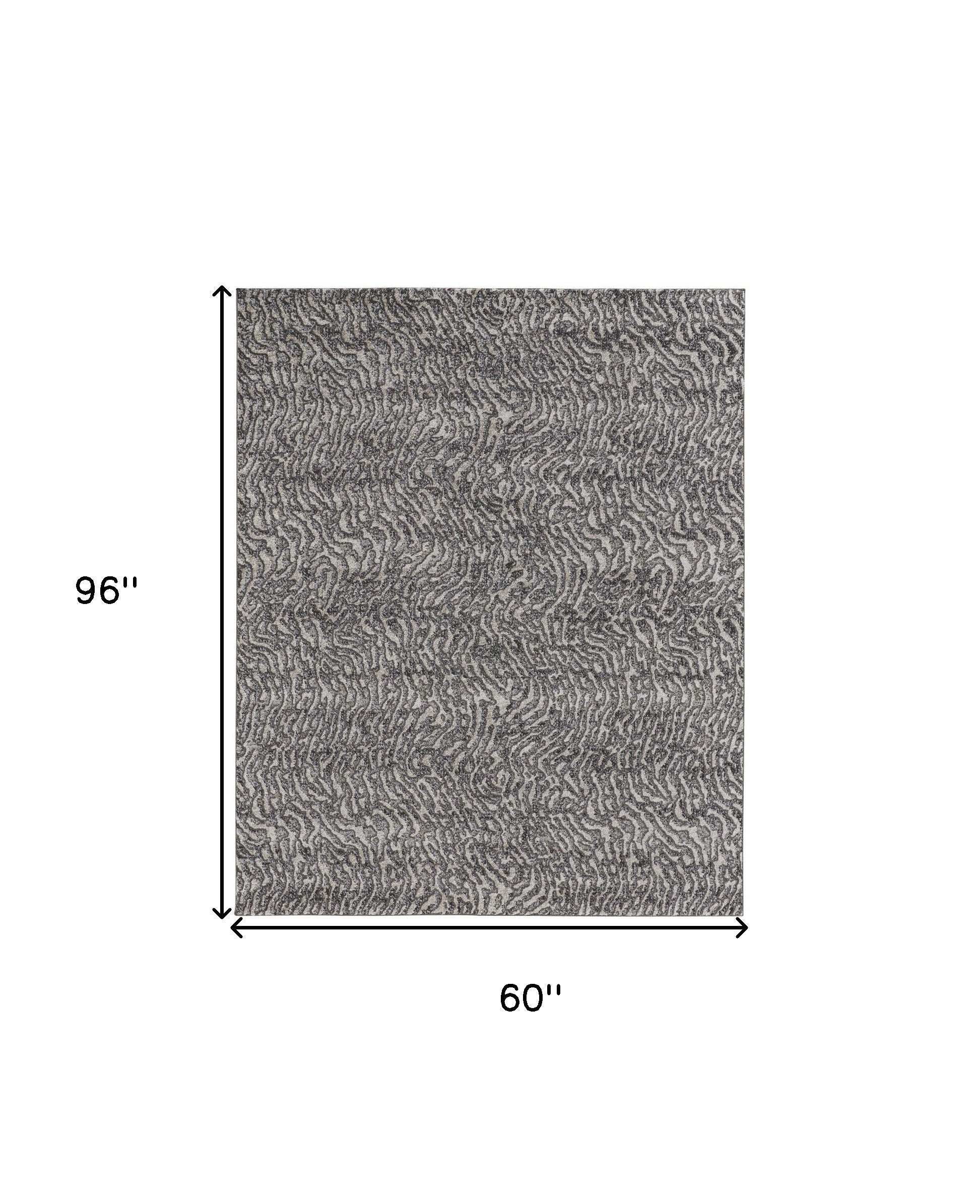 4' X 6' Gray Taupe And Ivory Abstract Power Loom Stain Resistant Area Rug