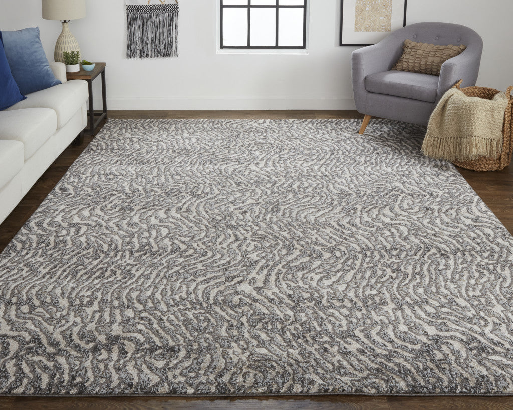 4' X 6' Gray Taupe And Ivory Abstract Power Loom Stain Resistant Area Rug