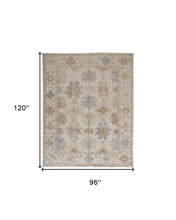 4' X 6' Ivory Tan And Blue Floral Hand Knotted Stain Resistant Area Rug