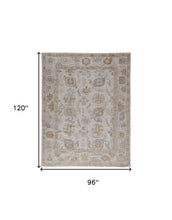 4' X 6' Ivory And Tan Floral Hand Knotted Stain Resistant Area Rug