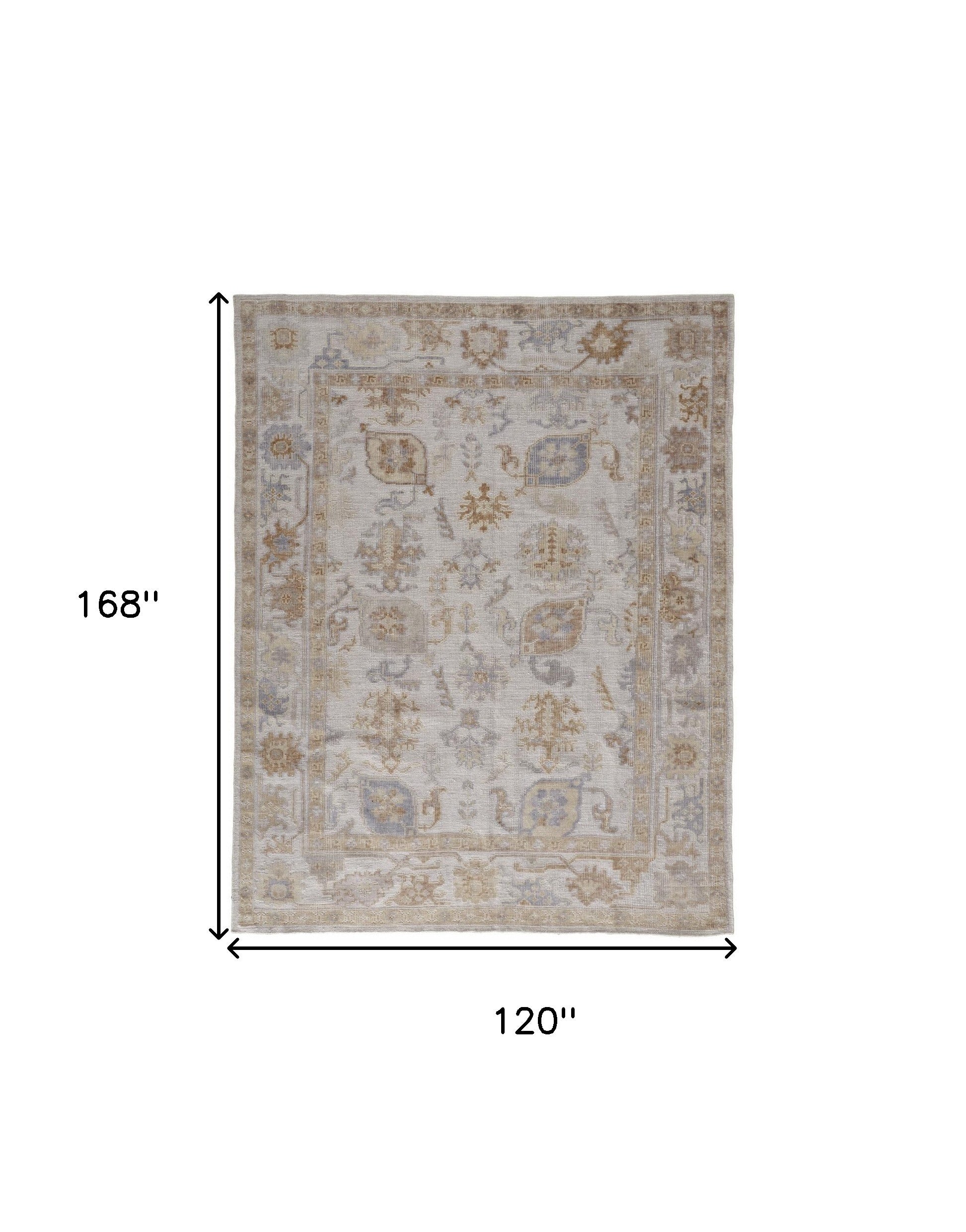 4' X 6' Ivory And Tan Floral Hand Knotted Stain Resistant Area Rug