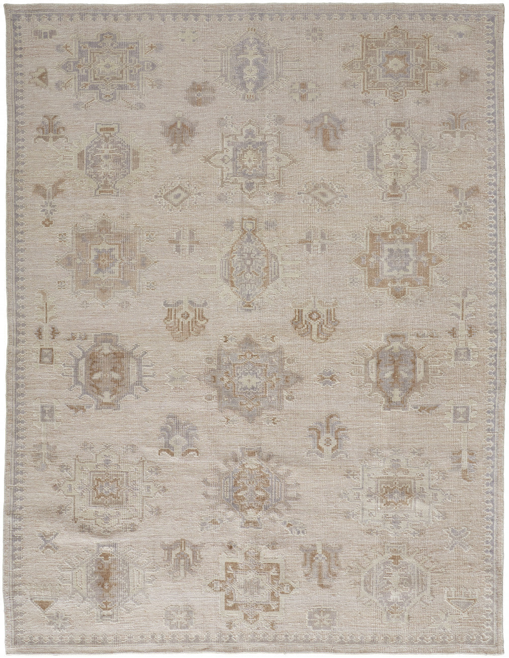 4' X 6' Tan And Brown Floral Hand Knotted Stain Resistant Area Rug