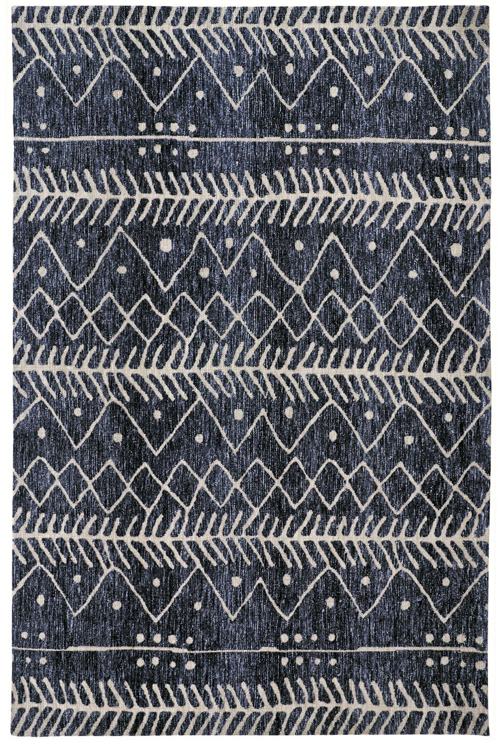 Blue And Ivory Striped Stain Resistant Area Rug - 10' X 13'