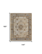 9' X 12' Tan Brown And Gray Power Loom Distressed Area Rug