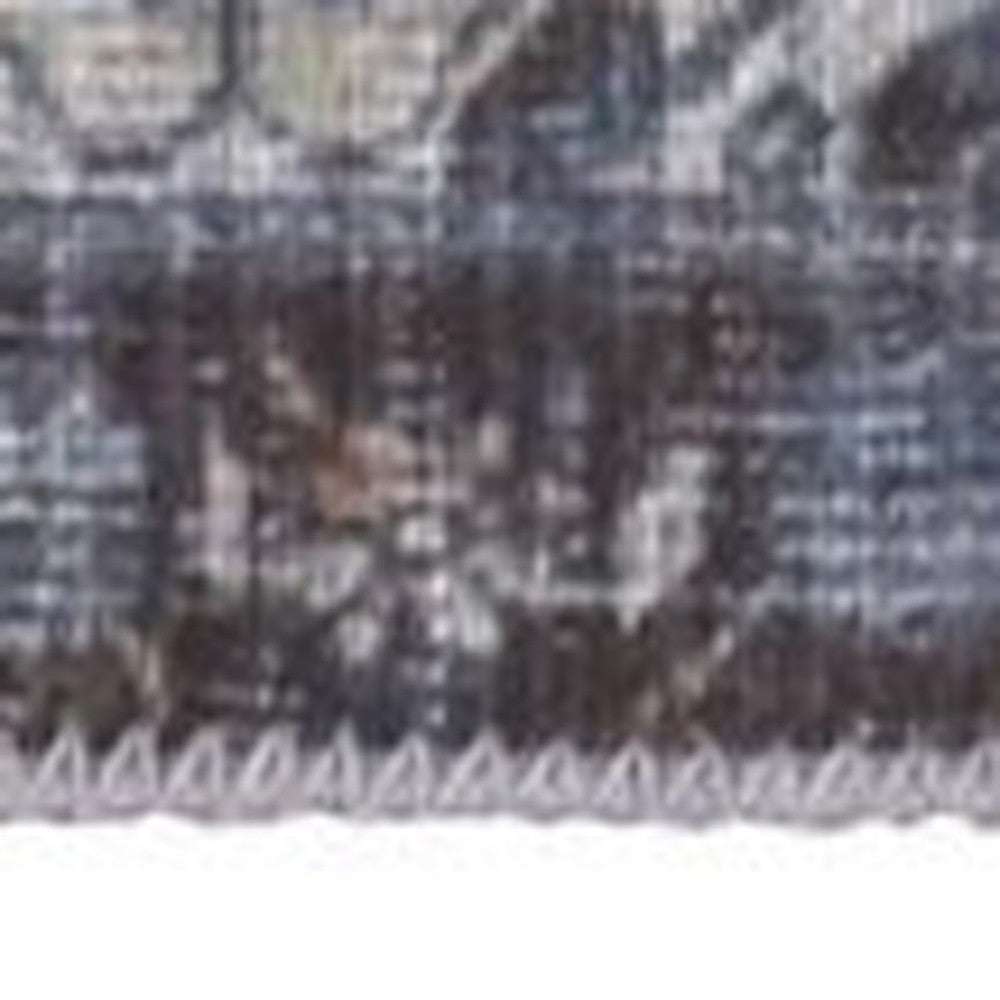 4' X 6' Blue Ivory And Brown Floral Area Rug