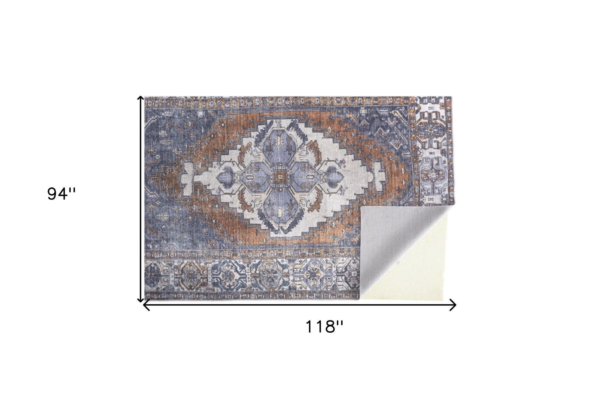 4' X 6' Blue Ivory And Brown Floral Area Rug