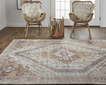 8' X 10' Ivory Orange And Brown Abstract Area Rug