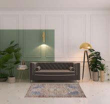 Red Tan And Blue Abstract Area Rug - 4' x 6'