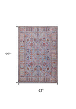 4' X 6' Gray Blue And Red Floral Power Loom Area Rug
