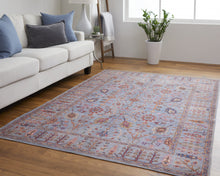 4' X 6' Gray Blue And Red Floral Power Loom Area Rug