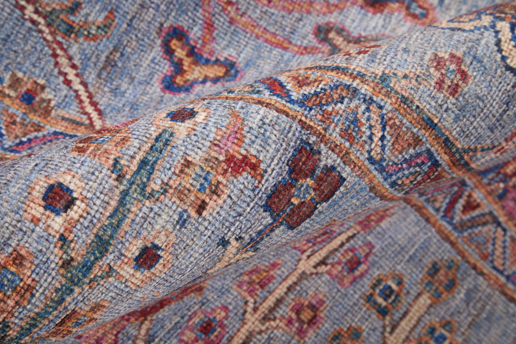 4' X 6' Gray Blue And Red Floral Power Loom Area Rug