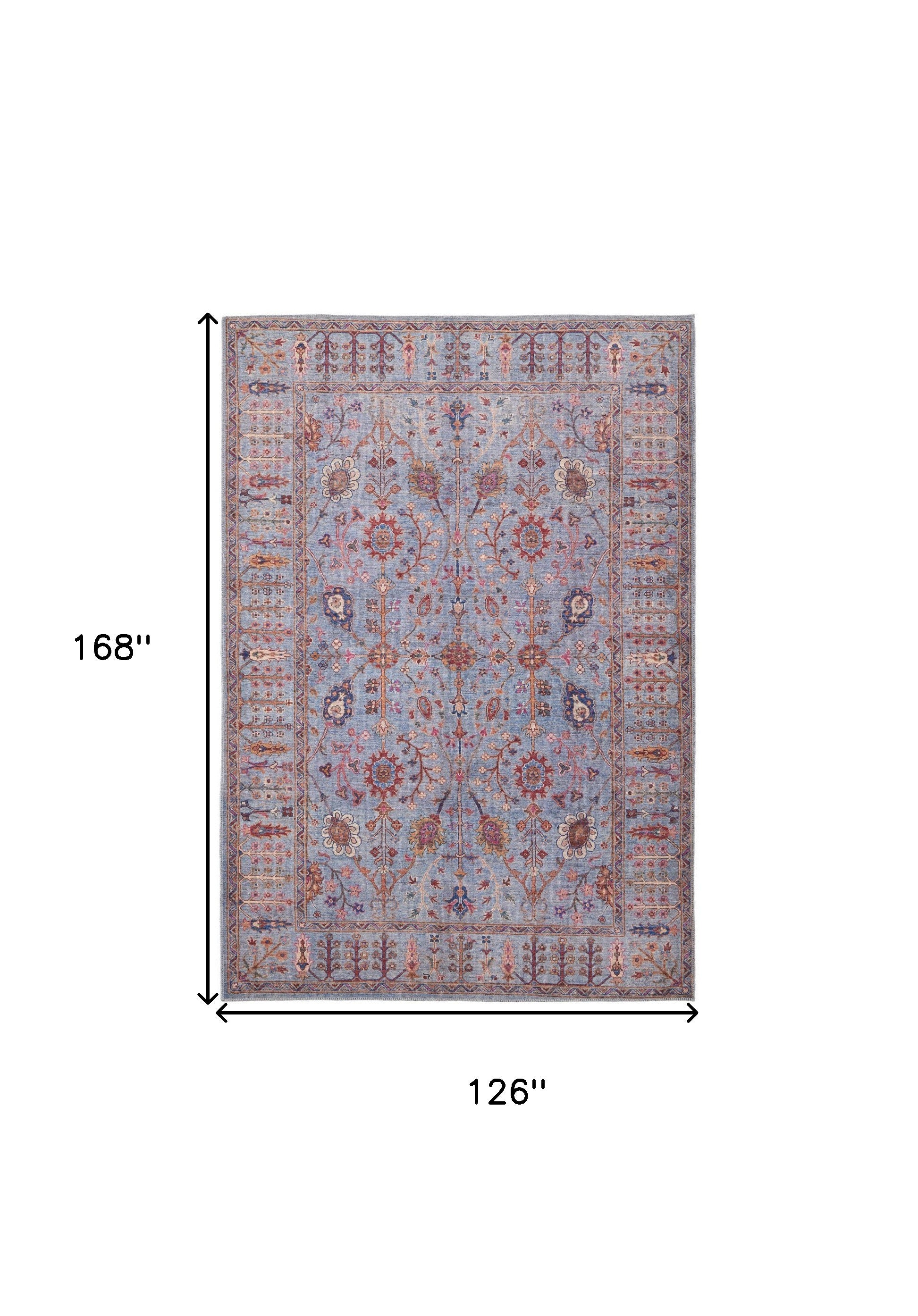 4' X 6' Gray Blue And Red Floral Power Loom Area Rug