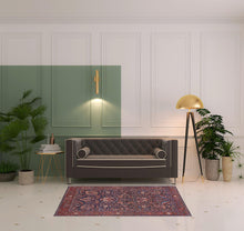 Red Orange And Blue Floral Power Loom Area Rug