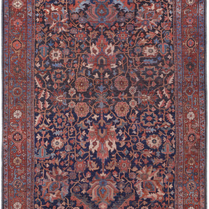 Red Orange And Blue Floral Power Loom Area Rug