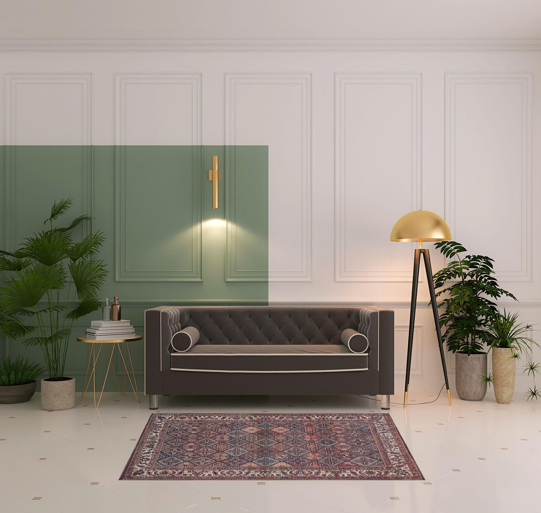 4' X 6' Brown Red And Ivory Floral Power Loom Area Rug