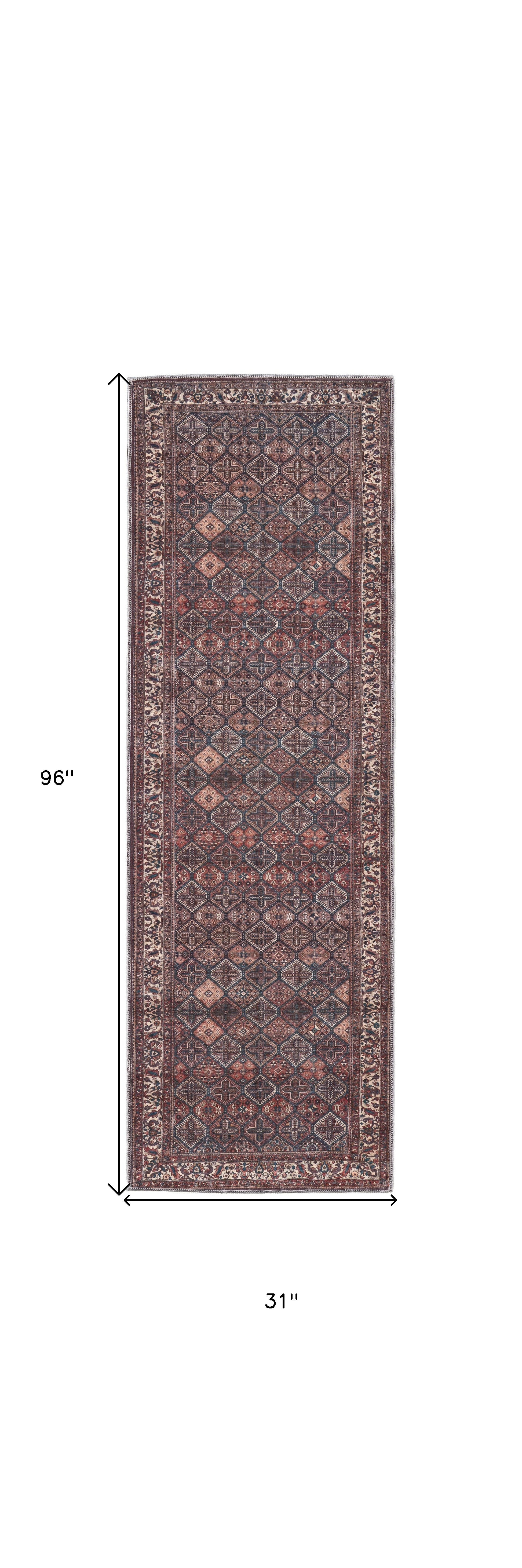 4' X 6' Brown Red And Ivory Floral Power Loom Area Rug